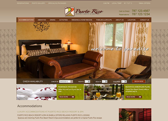 Puerto Rico Beach Resort Website Design