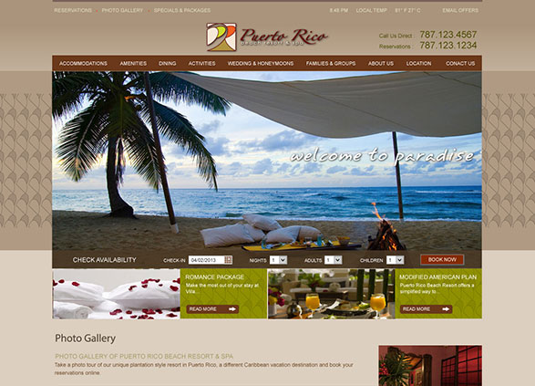 Puerto Rico Beach Resort Website Design